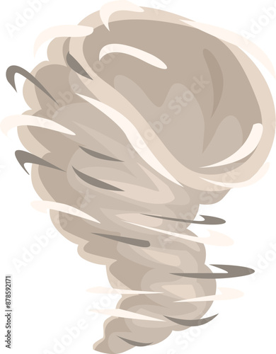 Huge destructive brown twister spinning with high speed, dangerous weather phenomenon