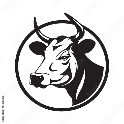 Cow Logo Images. black and white cow isolated on white