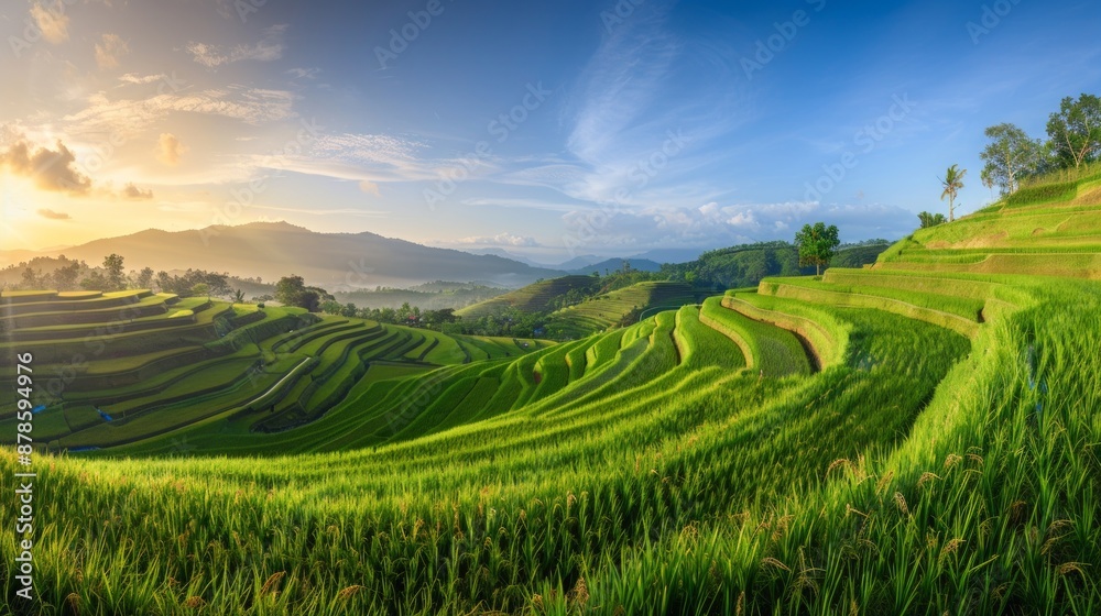 Serene Rice Terraces at Sunrise Serene Rice Terraces at Sunrise