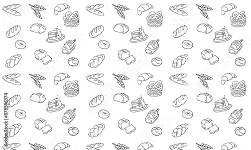 Seamless vector pattern with hand drawn doodle bakery products and pastries