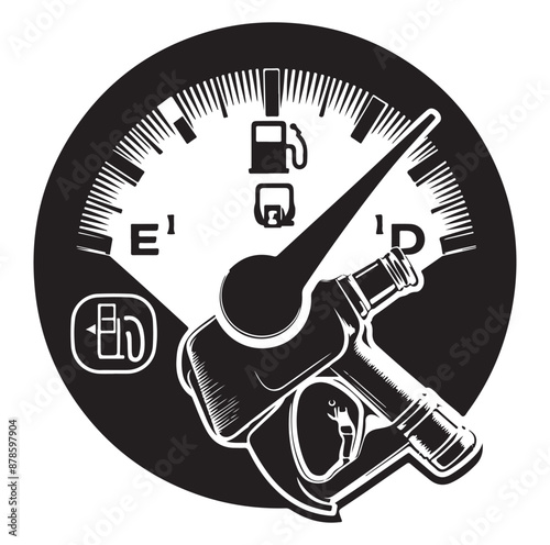 vector Fuel gauge indicator silhouette illustration