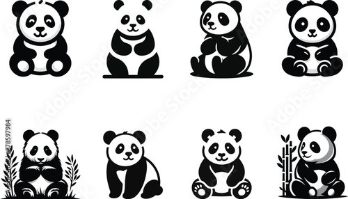 Vector illustration of panda isolated on white background.