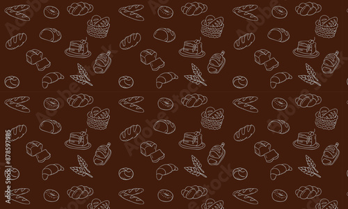 Seamless vector bakery & pastry pattern