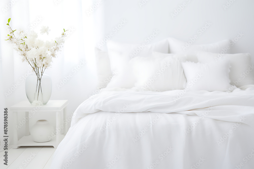 A minimalist white bedroom with soft linens evokes a sense of calm and tranquility, perfect for a relaxing retreat.
A minimalist white bedroom with soft linens evokes a sense of calm and tranquility, perfect for a relaxing retreat.