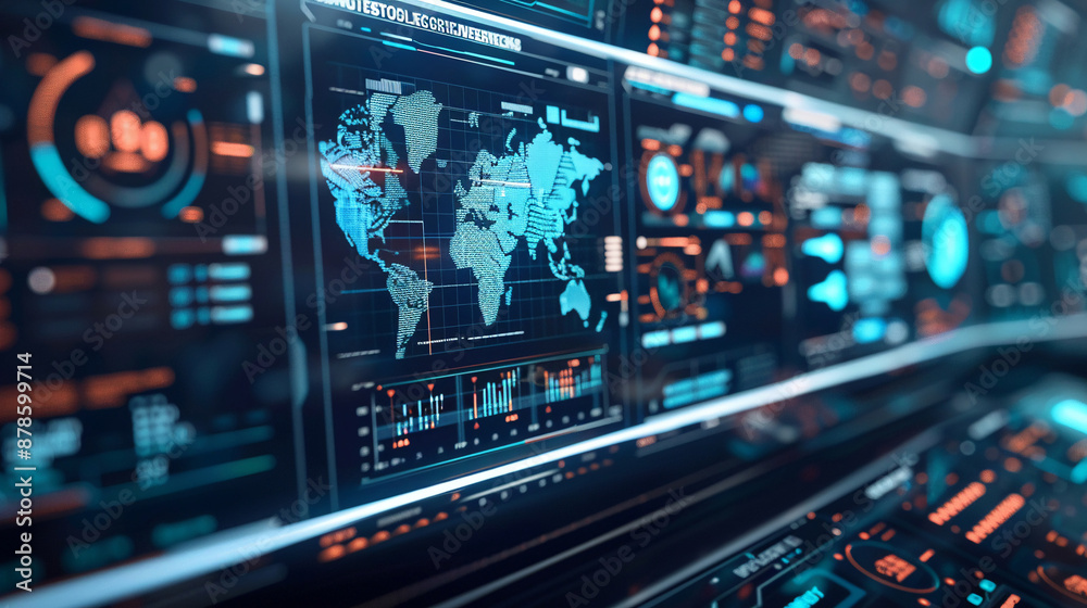 An AI-driven dashboard displaying real-time security alerts on a screen. technology AI An AI-driven dashboard displaying real-time security alerts on a screen. technology AI