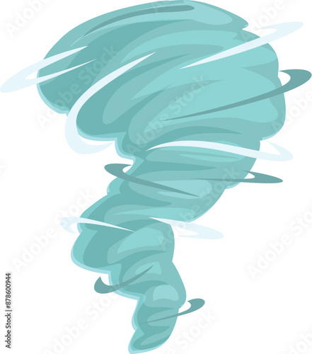 Cartoon swirling tornado, dangerous whirlwind, atmospheric phenomenon