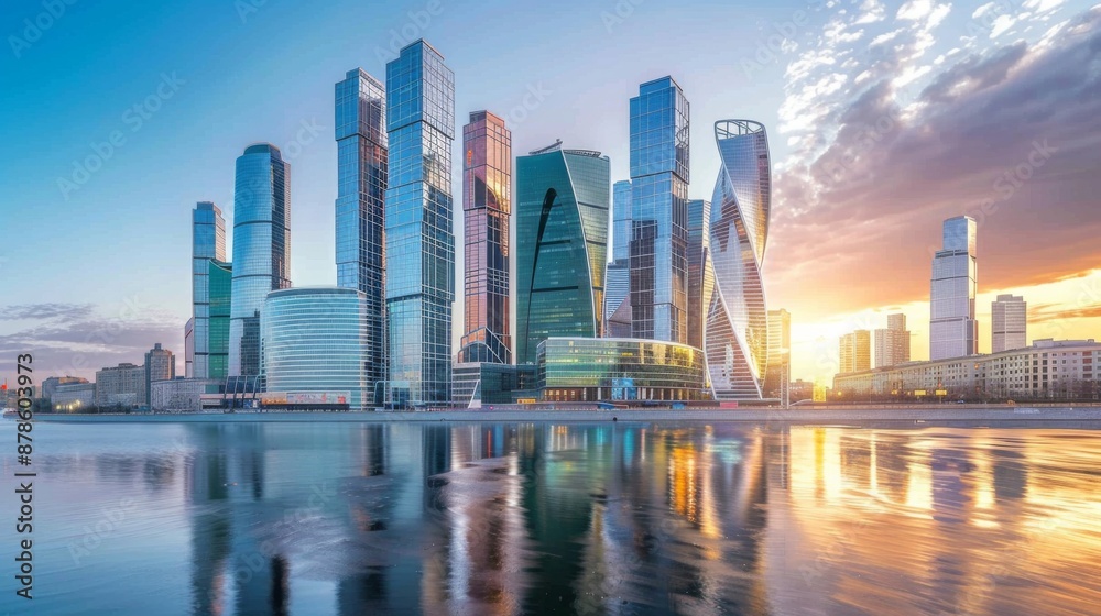 Modern cityscape featuring skyscrapers and office buildings, ideal for business and travel themes, capturing the vibrant Modern cityscape featuring skyscrapers and office buildings, ideal for business and travel themes, capturing the vibrant