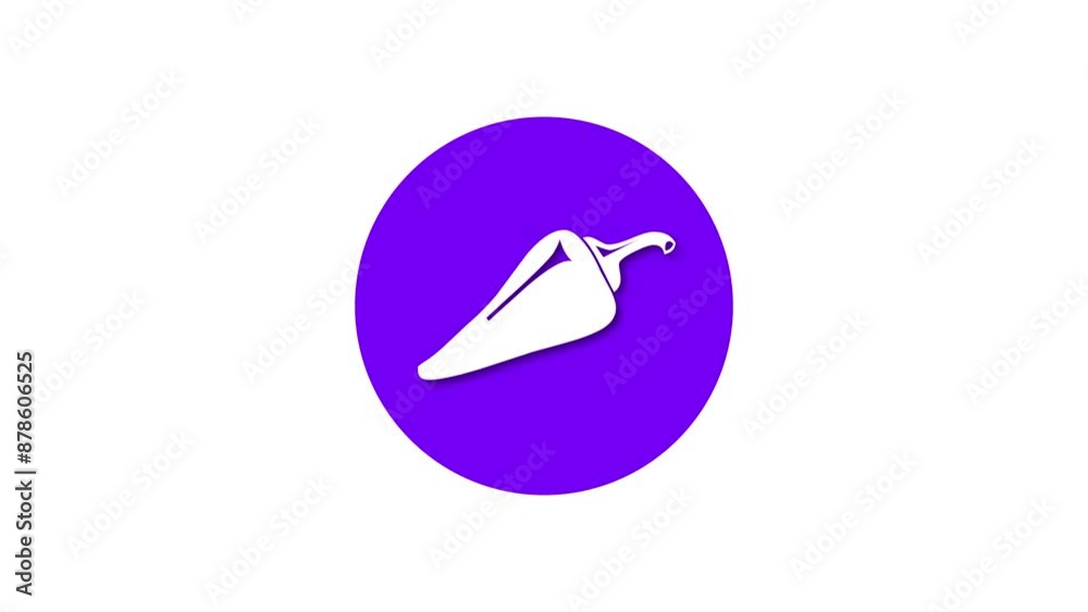 Chili pepper icon purple color simple shape circle animation white background Chili pepper icon purple color simple shape circle animation white background