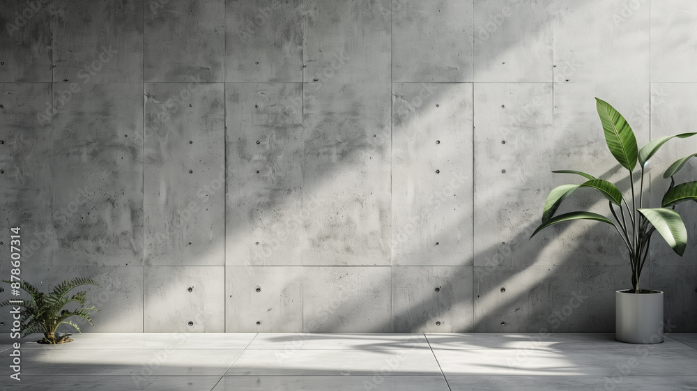 Minimalistic Grey Concrete Texture with Natural Light and Indoor Plants Minimalistic Grey Concrete Texture with Natural Light and Indoor Plants