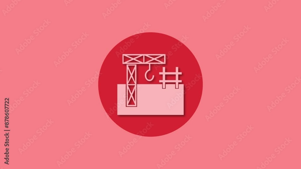 Construction icon red color simple shape circle animation Construction icon red color simple shape circle animation
