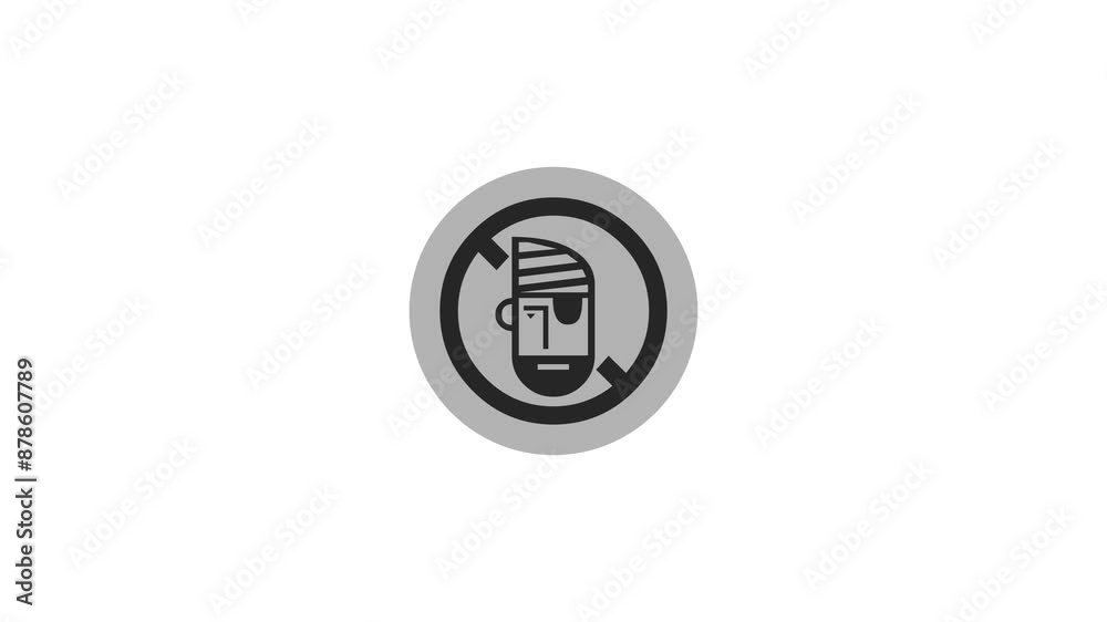 Copy protection icon black color simple shape circle animation white background Copy protection icon black color simple shape circle animation white background
