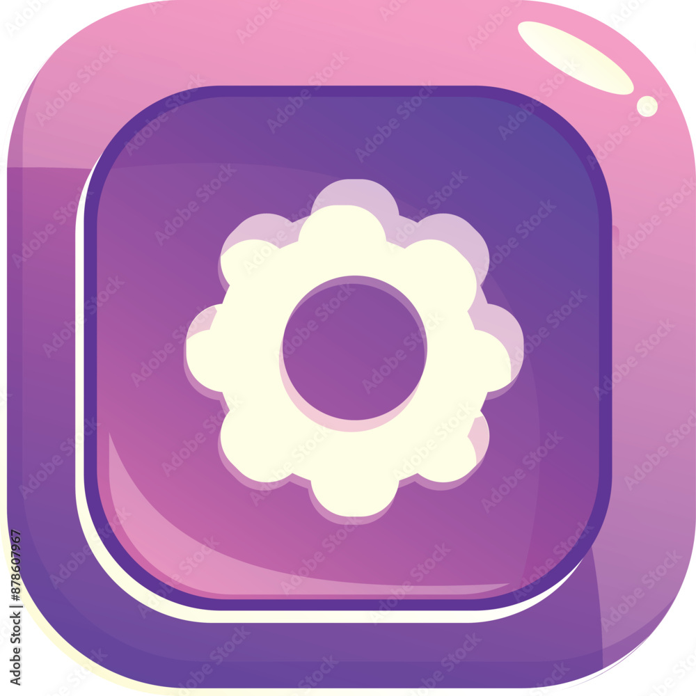 Simple flat design app icon featuring a white cogwheel on a purple gradient background, perfect for software developers Simple flat design app icon featuring a white cogwheel on a purple gradient background, perfect for software developers