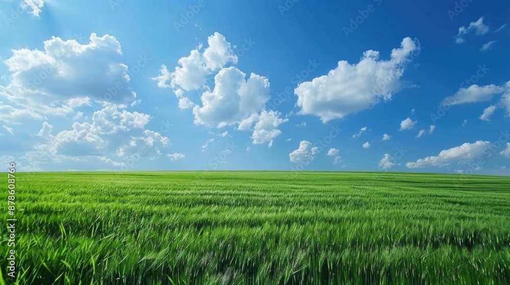Serene Green Field Under a Blue Sky Serene Green Field Under a Blue Sky