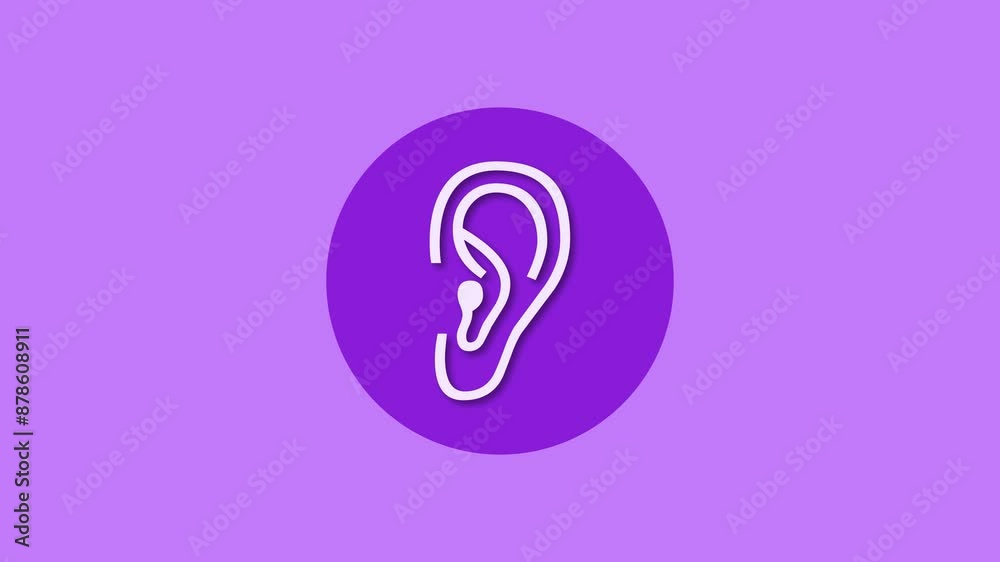 Ear icon purple color simple shape circle animation Ear icon purple color simple shape circle animation
