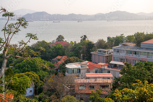 Overview of the European-style architecture with Red and Orange Roof on Gulangyu #878609947