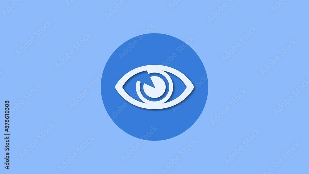Human eye icon blue color simple shape circle animation