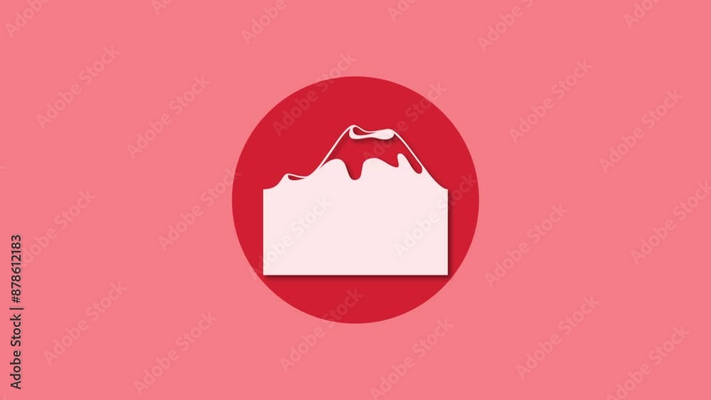 Mountain icon red color simple shape circle animation Mountain icon red color simple shape circle animation