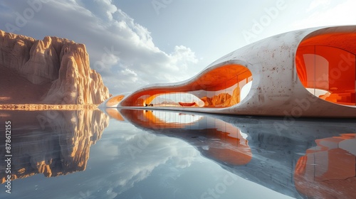 Smooth building in the desert landscape