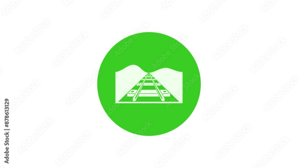 Railway track icon green color simple shape circle animation white background Railway track icon green color simple shape circle animation white background