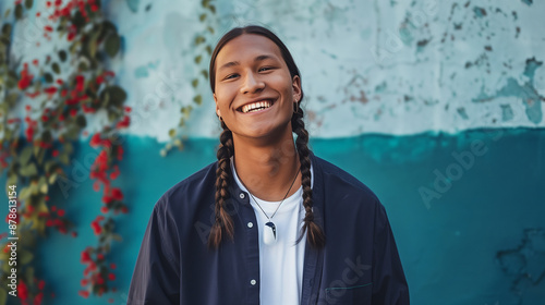 Young influencer, native American smiling