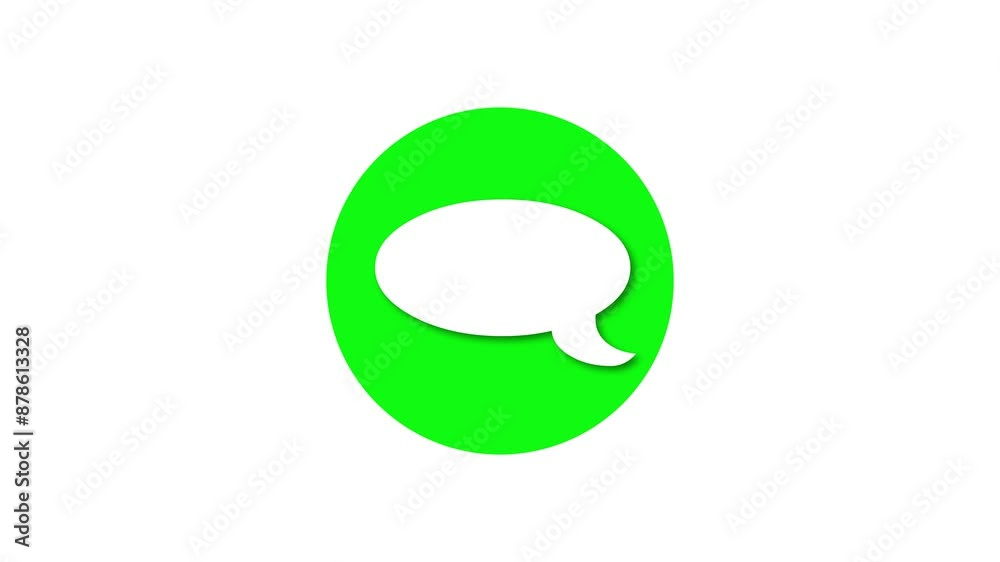 Speech balloon icon green color simple shape circle animation white background Speech balloon icon green color simple shape circle animation white background