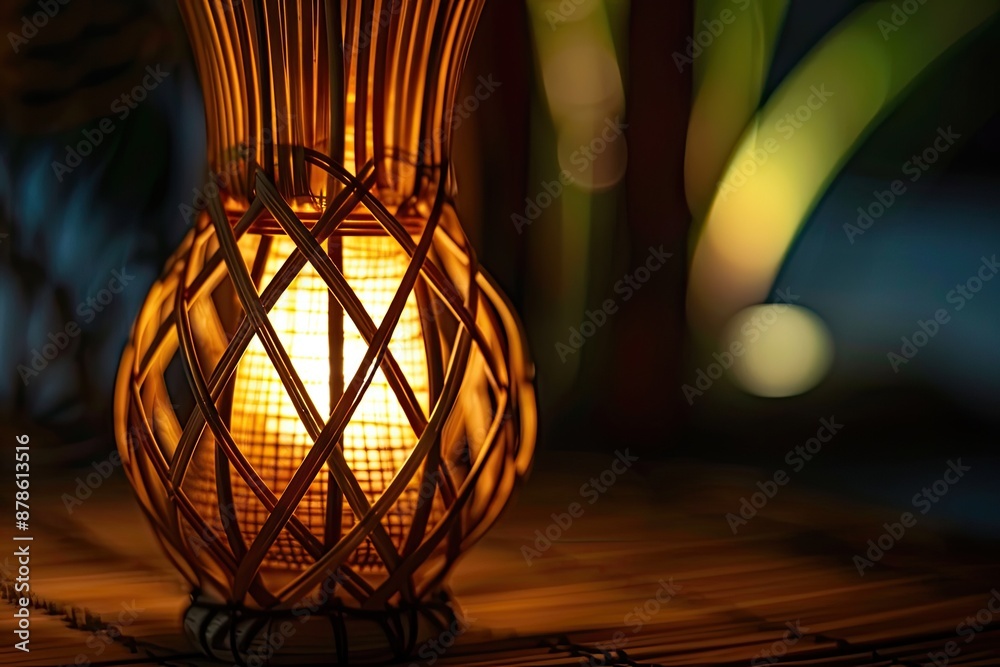 Warm Glowing Lantern with Woven Design