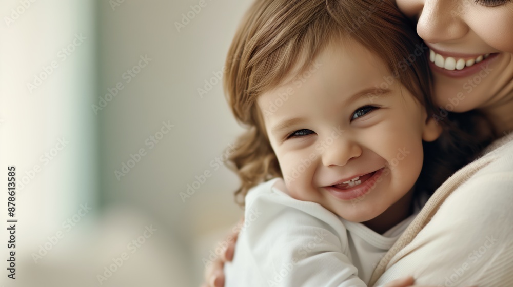 Loving Embrace - Close-up of a joyful mother hugging her delighted child with affection and happiness. Loving Embrace - Close-up of a joyful mother hugging her delighted child with affection and happiness.
