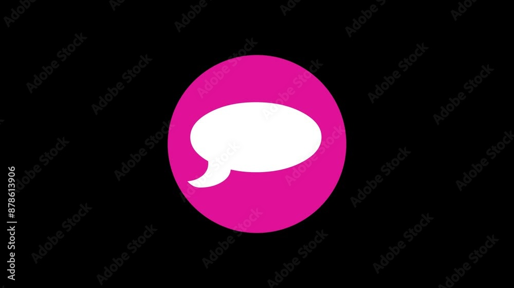 Speech icon pink color simple shape circle animation black background