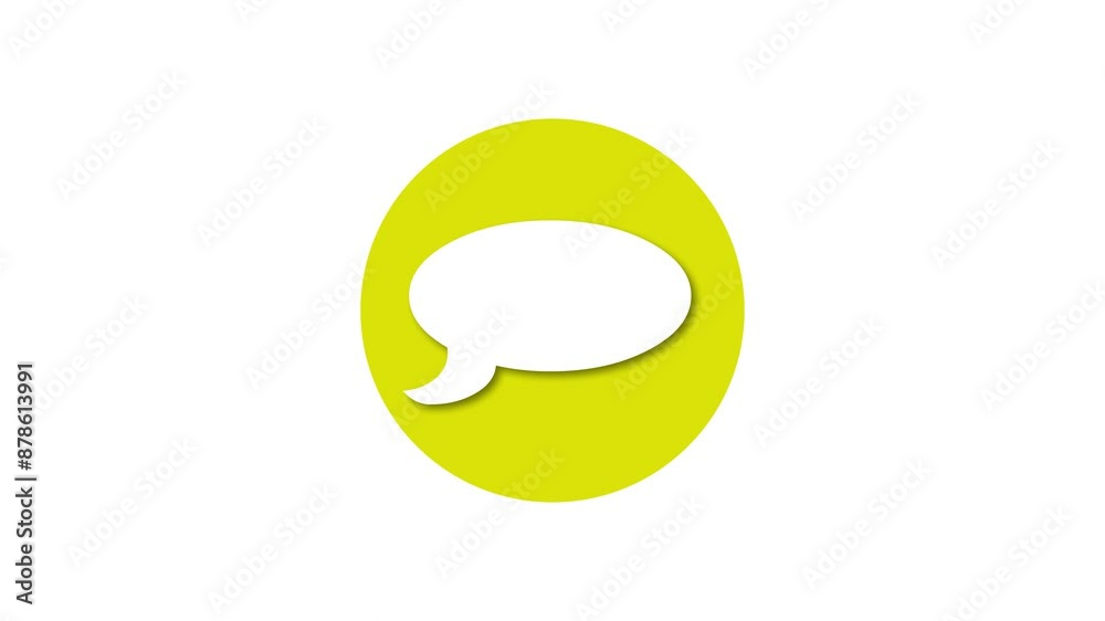 Speech icon yellow color simple shape circle animation white background Speech icon yellow color simple shape circle animation white background