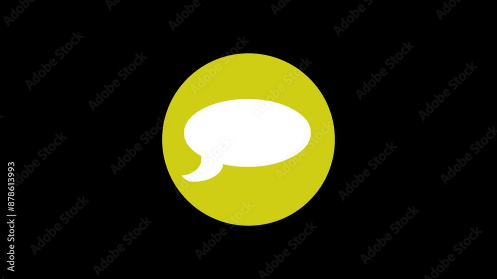 Speech icon yellow color simple shape circle animation black background