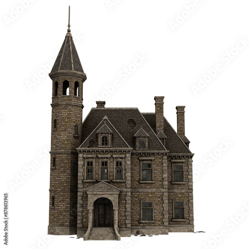 3d render old victorian mansion manor isolated
