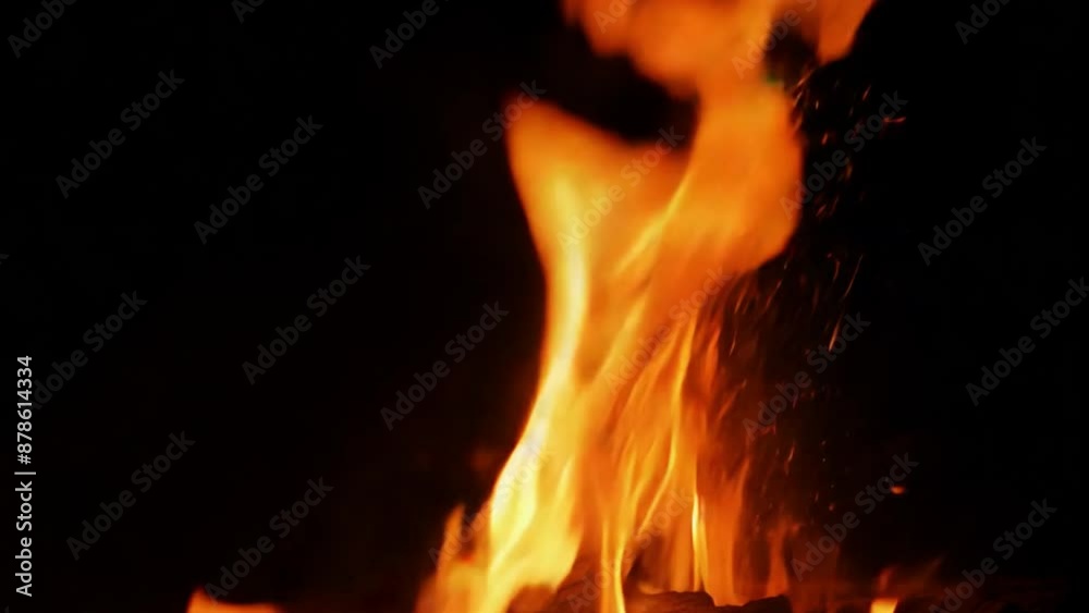 Black background with flames of fire Black background with flames of fire