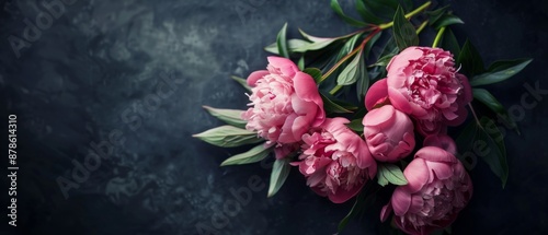 Wallpaper Mural Vintage bouquet of beautiful peonies on black. Floristic decoration. Floral background. Baroque old fashiones style, with copy space Torontodigital.ca