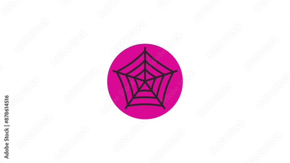 Spider web icon pink color simple shape circle animation white background Spider web icon pink color simple shape circle animation white background