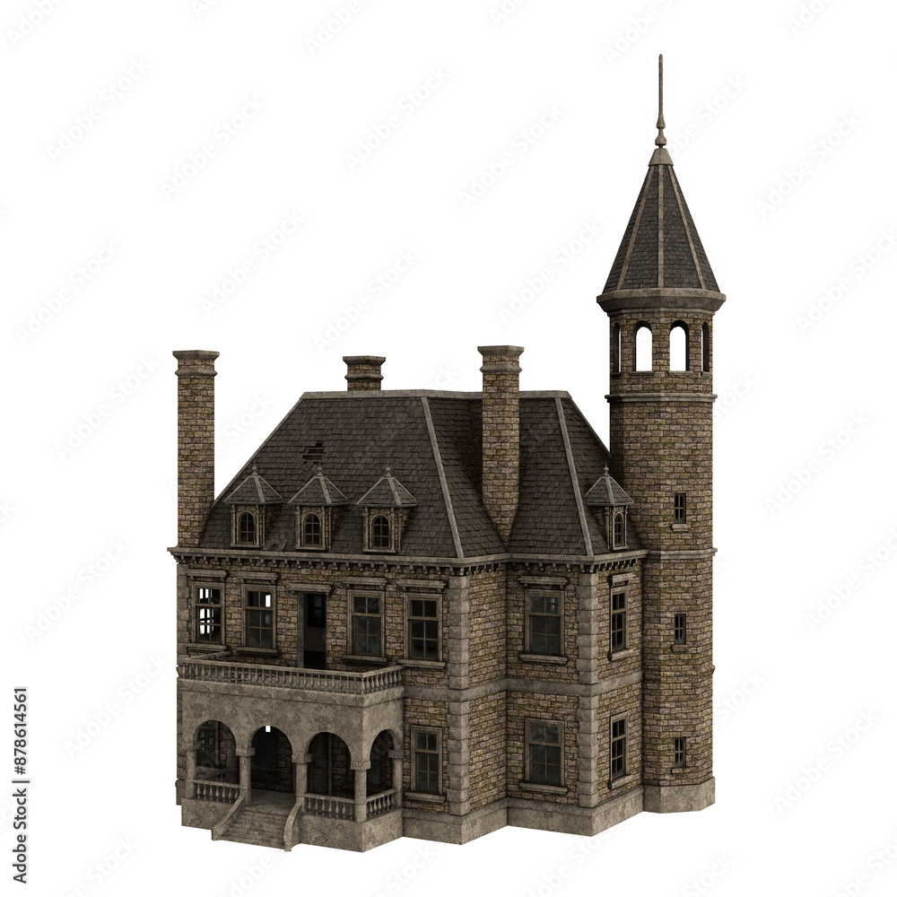 3d render old victorian mansion manor isolated 3d render old victorian mansion manor isolated
