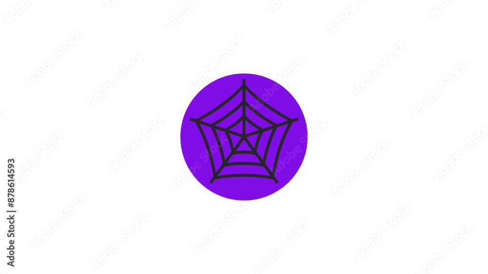Spider web icon purple color simple shape circle animation white background Spider web icon purple color simple shape circle animation white background