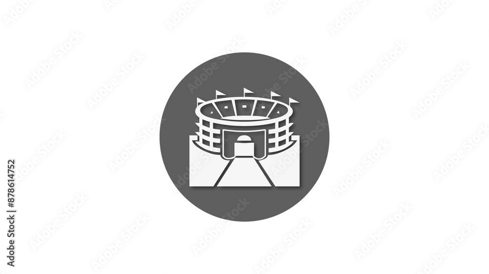 Stadium icon black color simple shape circle animation white background Stadium icon black color simple shape circle animation white background