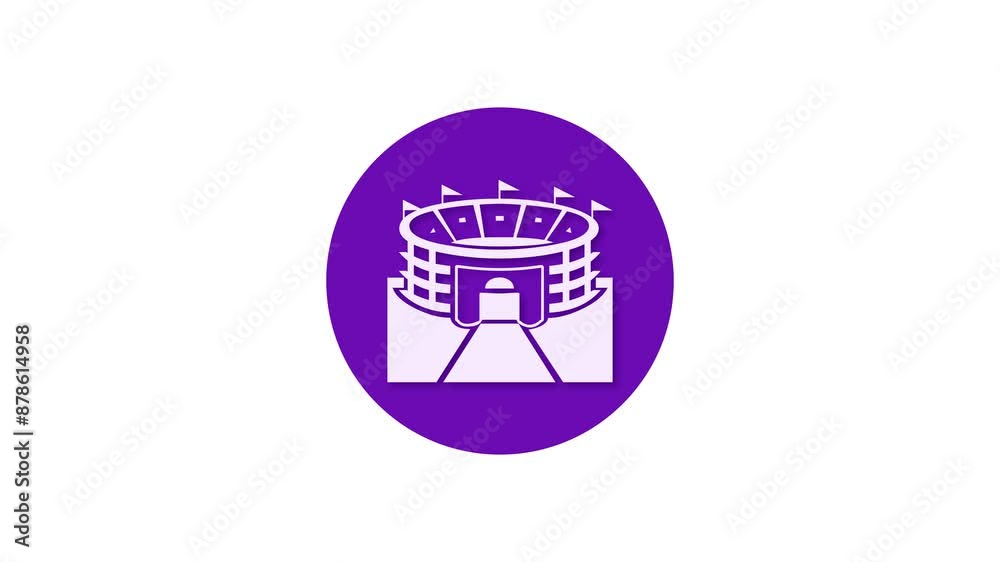 Stadium icon purple color simple shape circle animation white background Stadium icon purple color simple shape circle animation white background