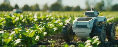 Autonomous agricultural robots tending to crops in a smart farm, agritech, future farming