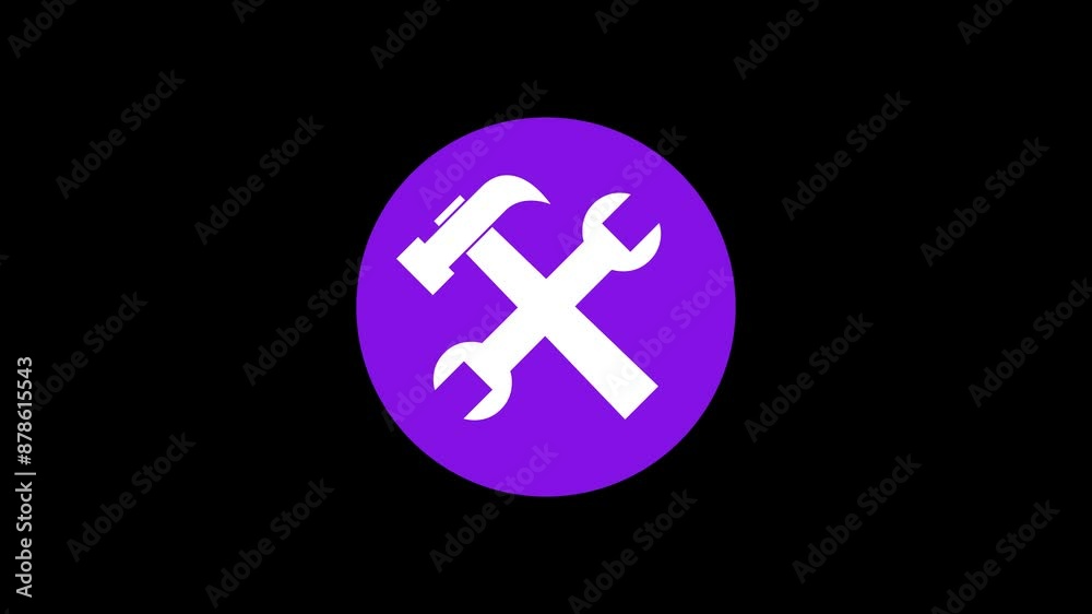 Tool icon purple color simple shape circle animation black background