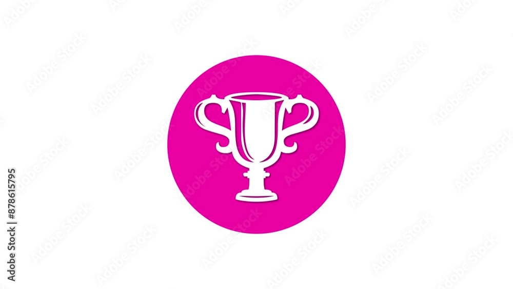 Trophy icon pink color simple shape circle animation white background Trophy icon pink color simple shape circle animation white background
