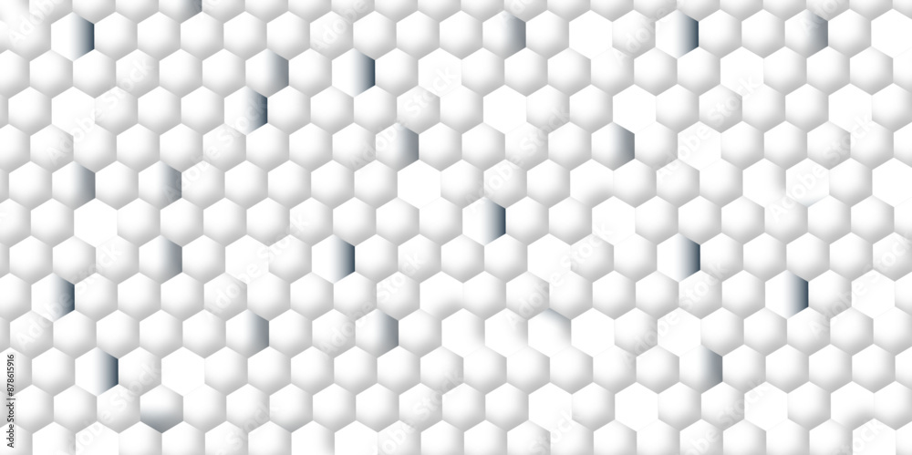 Naklejka premium Abstract white background with hexagons. Abstract hexagon polygonal pattern background vector. seamless bright white Pattern with hexagons illustration of a honeycomb. Futuristic surface .