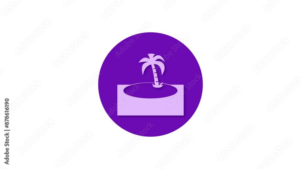 Uninhabited island icon purple color simple shape circle animation white background Uninhabited island icon purple color simple shape circle animation white background