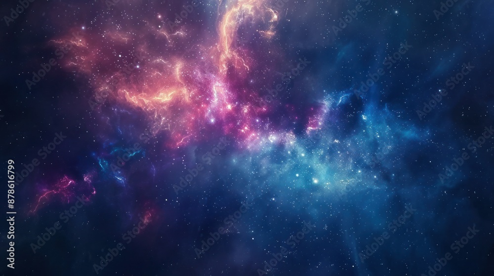 Naklejka premium Space background with realistic nebula and shining stars.