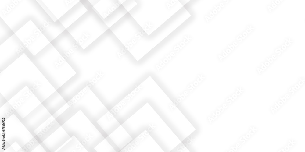 Obraz premium Abstract white and grey geometric overlapping square pattern background with shadow. paper texture design Abstract white background can use for design, background concept, vector illustration.