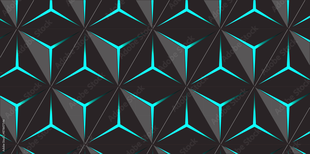 Abstract black polygon blue light futuristic technology design background vector illustration.  futuristic Hud background. decorative background. glass cells close up. black and light blue tones.