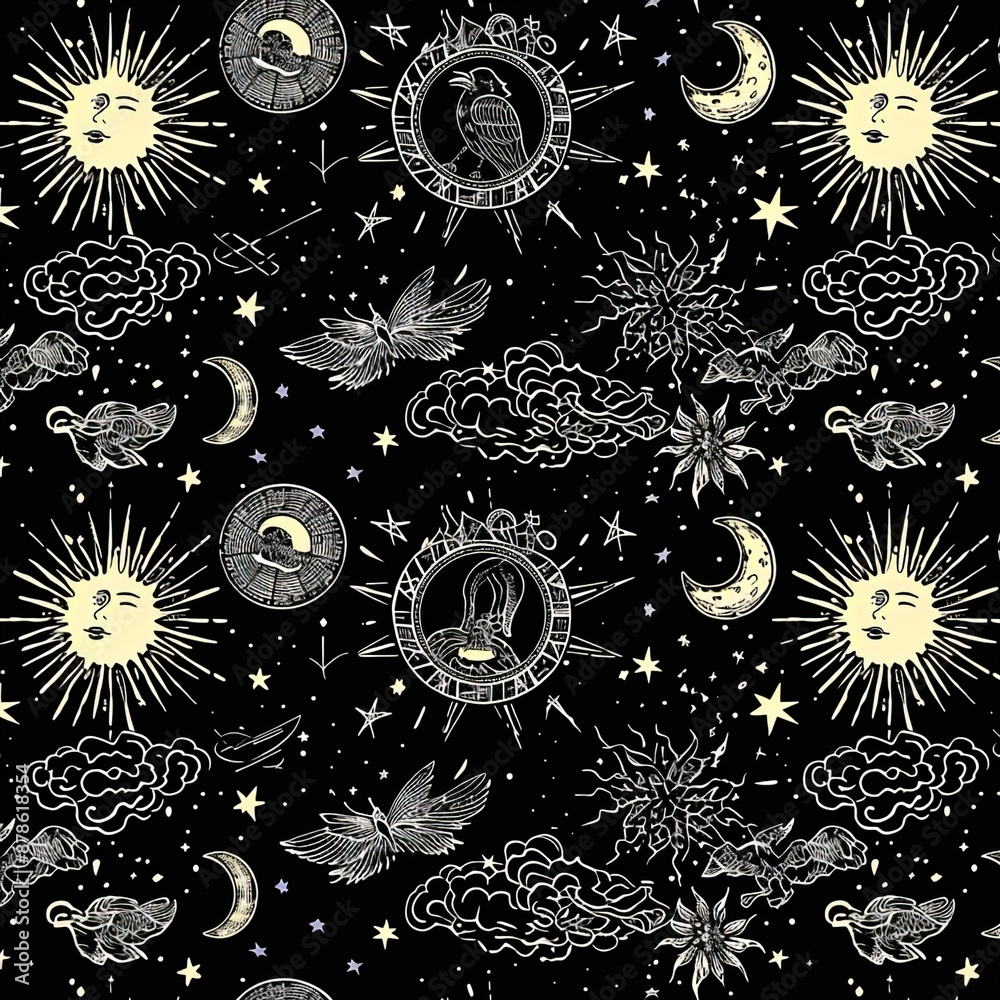illustrations of tarot cards, the theme of isoterics and fortune telling AI Generative illustrations of tarot cards, the theme of isoterics and fortune telling AI Generative