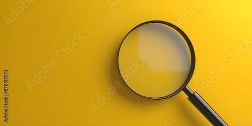 A Black Magnifying Glass on a Bright Yellow Background photo