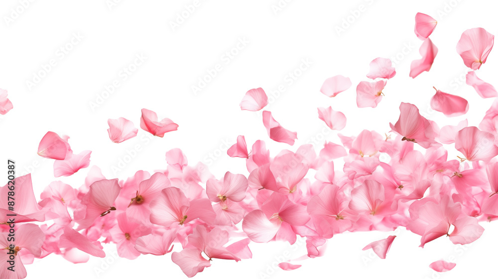 Dance of floating pink petals in the air, isolated on transparent background. Dance of floating pink petals in the air, isolated on transparent background.