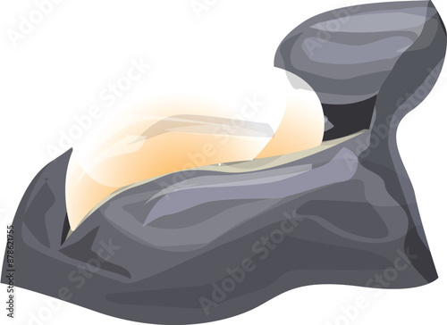 Cartoon illustration of a mussel open to show the meat inside the shell, isolated on a white background